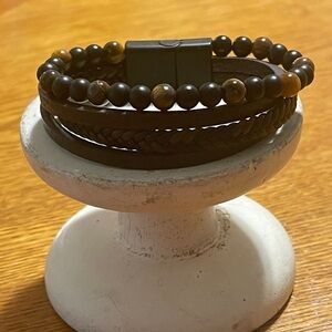 Black and Brown Beaded Bracelet Set